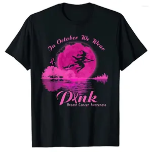 T-shirts pour femmes Lac de guitare En octobre Nous portons un t-shirt de conscience de cancer du sein rose drôle de sorcière halloween