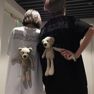 Camisetas de mujer Harajuku Unisex Ins Tide, camisetas de manga corta con cuello redondo, camisetas holgadas con osos en 3D, camisetas cortas de gran tamaño, camisas de verano