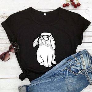 Camisetas para mujer, camisetas Hipster con gafas, camisetas divertidas, camiseta artística informal de moda para mujer
