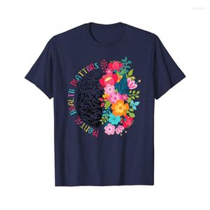 T-shirts pour femmes Mental Health Matters Gift Human Brain Illness Awareness T-Shirt Gifts Aesthetic Womens Clothing Floral Print Sayings Tee