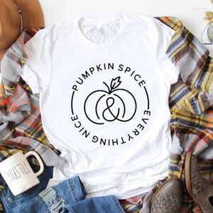 T-shirts pour femmes Pumpkin Spice Everything Nice T-Shirt Funny O-neck Cotton Graphic Tee Halloween Party Top Citation Esthétique Tenues à la mode