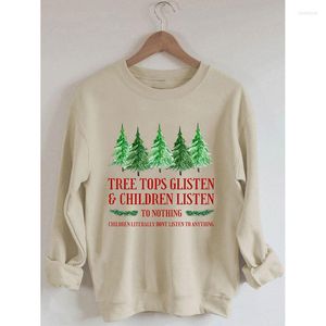 T-shirts pour femmes Rheaclot Tree Tops Glisten Children Listen Christmas Print Women's Cotton Female Cute Long Sleeves Sweatshirt