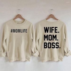 T-shirts pour femmes rhalaclottes maman vie femme patron imprimé coton femelle mignonne manches longues sweat-shirt