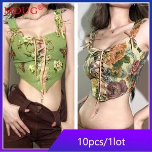 Tanks pour femmes 10pcs Imprimé d'été pour femmes sexy enveloppement de tops à poitrine bandage sans manches filles vilting objets en vrac lots en gros M13550