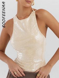 Débardeurs pour femmes BOOFEENAA paillettes scintillantes hauts dos nu vêtements pour femmes licou Camis été 2024 Sexy Clubbing débardeur C85-CF13