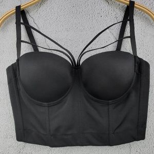 Tanques de mujer Camis Binder Bra Slim Bodycorn Night Club Sexy PU cuero Push Up INS Black Corset Chest Tube Cropped Tops Halter