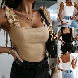 Débardeurs pour femmes Camis Style Europe et Amérique Top Sexy One Line Neck Low Cut Halter Belt Slim TopWomen's