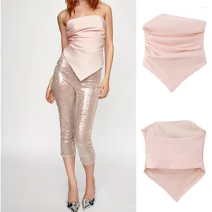 Tanks pour femmes Unizera 2023 Style Summer Fashion Silk Top Texture Texture Scarf Bra Pink Thin 4661019