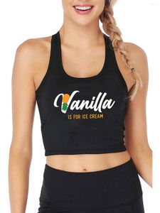 Camisetas sin mangas para mujer Diseño de vainilla es para helado Top corto ajustado sexy Camisetas sin mangas con gráficos de piña al revés Camisola traviesa swinger