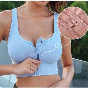 Débardeurs pour femmes Fermeture éclair Gilet de sport Soutien-gorge de sport Amortissement Yoga Soutien thoracique Élastique Anti-éblouissement Séchage rapide Pénétration externe Sling Back