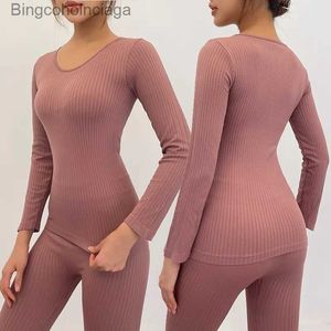 Women's Thermal Underwear Women's Thermal Underwear Winter Clothes Seamless Thick Warm Lingerie Women Thermal Clothing Set Women Underwear Set 2 Pcs 2023L231005