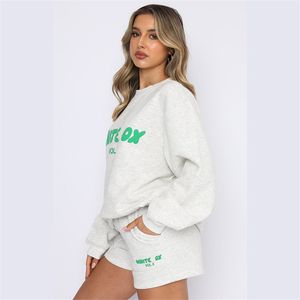 Survêtements pour femmes Filles Survêtement Femmes Sweats à capuche + Pantalon court 2 Deux pièces Ensembles Lettre Pulls imprimés Sportwears Femme Vêtements Ensemble Printemps Été Vêtements féminins