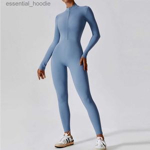 Women's Tracksuits Zipper Yoga Boilersuit Long Sleeved Women's Sportswear Gym Jumpsuits Workout High-intensity Fitness One-piece Skin-tight Garment L230925