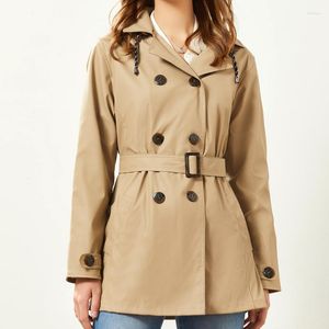 Trench Coats pour femmes 2023 Mateau de faux cuir d'hiver automne pour les femmes à capuche avec ceinture kaki veste douce rouge pu briseurs de vent légers