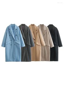 Women's Trench Coats 2023 Woman Long Windbreaker Coat For Women Button Sleeve Warm Elegant Woolen Jacket