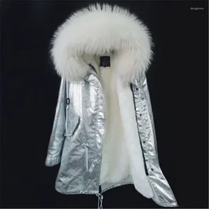 Trench-Coats féminins 2024 Parka Silver Mabe Real Fur Veste hiver