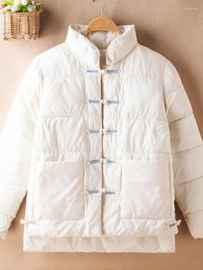 Trenchs de femmes manteaux 2024 hiver coton rembourré veste style ethnique femmes manteau chinois rétro boutonné femme vêtements d'extérieur haut