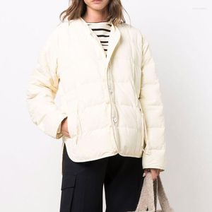 Trench da donna Autunno e inverno 2023 Donna O-Collo Giacca in piumino d'anatra bianca Coulisse Stringata Sciolto monopetto Caldo