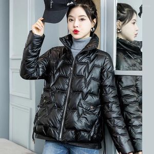 Gabardinas para mujer Cara brillante Vestido corto de algodón Versión coreana Patrón de onda suelta Abrigo Invierno Estudiante Lavado Marea libre