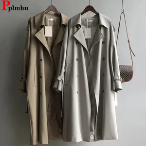 Trench Coats Women Classic Long Mouting Femmes Chic Chic Khaki Double poitrine Gabardina Vestes coréen décontractée Casual Windbreaker Abrigos Casacos