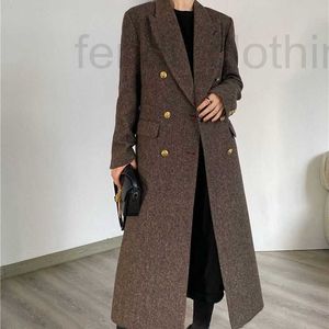 Trenchs de femmes Marque de designer Manteau à double boutonnage pour manteau de style haut de gamme et long pour femmes, costume étendu en laine nouvelle automne hiver, coréen SY3F