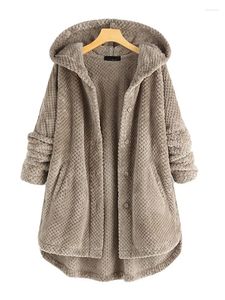 Gabardinas de mujer Fitshinling en ropa exterior Botón Up Streetwear Peluche Mujer Invierno 2023 Venta Moda Sólido Slim Acogedor Chaquetas