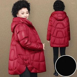 Trenchs de femmes L-5XL Mère d'âge moyen Hiver Down Veste en coton Visage brillant Coréen Manteau matelassé Épaissir Chaud Grand-mère Vêtements de neige