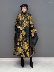 Trenchs de femmes manteaux le printemps de 2023 veste femme manches longues vent chinois contrarié dentelle jacquard doré vêtements de tempérament coûteux