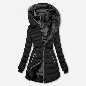 Abrigos de trinchera para mujer Chaqueta de invierno Mujeres 2023 Moda Abrigo con capucha Slim Long Parka Mujer Algodón Acolchado Casual Abrigo negro Mujer