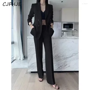 Pantalon de deux pièces pour femmes Cjfhje Casual Cost Set Printemps automne coréen Fashion Fashion Ol Professional Loose Veste