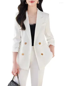 Pantalon de deux pièces pour femmes Fashion Ladies Formal Pant Suit Femmes Blanc Blanc Black Female Jacket Blazer and Trafer 2 Set for Business Work Wear