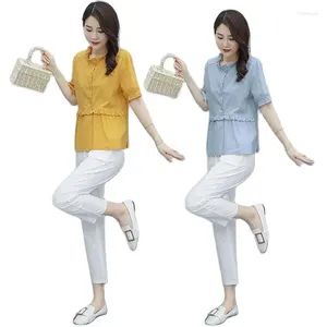 Pantalon de deux pièces en soie pour femmes, costume d'été 2024, haut tendance, spectacle blanc, couverture fine, haut de gamme