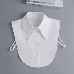 Suéter multifuncional versátil para mujer, camisa decorativa con traje, ropa de trabajo, cuello puntiagudo blanco falso