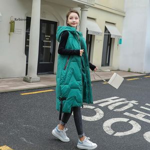 Gilets pour femmes automne hiver mode Gilet manteau femmes coréen grande taille chaud élégant à capuche longues dames coton Gilet