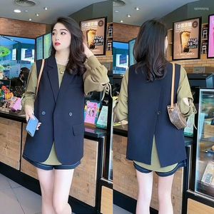 Gilets pour femmes Mode Fente Costume Gilet Cardigan Veste Sans Manches Noir En Gros Designer Coréen