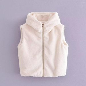 Chalecos de mujer Sigutan, chaleco de piel sintética a la moda para mujer, estilo lujoso, elegante, de cuero para mujer, chaleco sin mangas con capucha, chaqueta para mujer