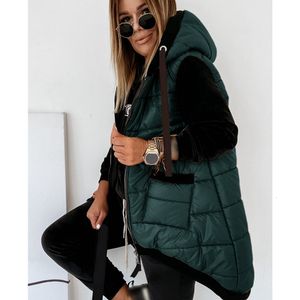 Chalecos de mujer Wepbel Sudadera con capucha con cordones Chaquetas Chaleco Top Moda Color sólido Delgado Bolsillo con cremallera Abrigos Sin mangas Chaquetas de otoño Outwear 221202