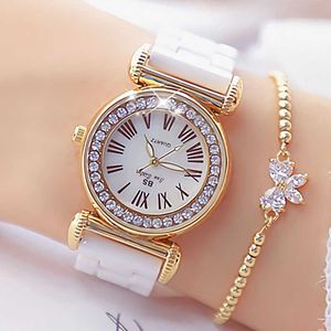 Montres pour femmes marque de luxe robe de mode femme montres en or femmes Bracelet diamant montre en céramique pour fille Reloj Mujer 210527