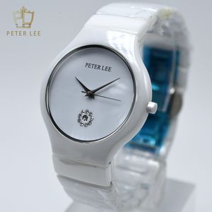 Relojes de mujer PETER LEE Cerámica para mujer Moda Reloj de diseñador digital de cuarzo simple Artículos al por mayor Negocios 230714