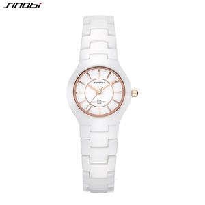Montres femme SINOBI Fashin bracelet en céramique blanche femme montres haut de gamme en acier inoxydable S dames montres à Quartz de haute qualité horloge pour femmes 231204