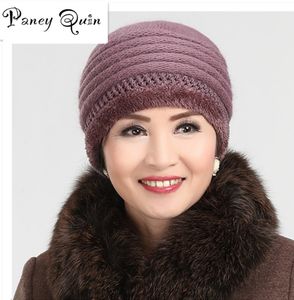 Chapeaux d'hiver pour femmes lapin à tricoter laine skullies femme avertir chapeau bonnet en gros Bonnets de fourrure Chapeaux Adultes Casual Femme Skullies S18120302