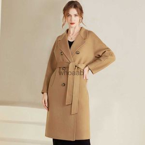 Women's Wool Blends Autumn and Winter New Cashmere Coat Women's Classic Double-breasted Women's Thickened Double-sided Wool Long Coat MM HKD230904
