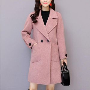 Mélanges de laine pour femmes Cachemire laine femmes Manteau hiver 2021 grande taille mode décontracté solide revers Cappotto Lana Donna Manteau Mouton Femme