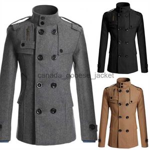 Mezclas de lana para mujer Nuevo invierno cálido gabardina abrigo de lana Chaquetas refrigeradas informales delgadas Cuello alto sólido Parka Peacoat con doble botonadura 2021L230918