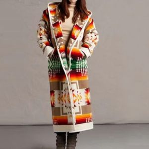 Mezclas de lana para mujer SeigurHry Invierno Mujer Clásico Botones de lana Estampado con capucha Abrigo largo Chaqueta de tartán con bolsillos 221117
