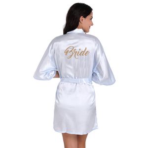 Femmes Satin Short Nightgown Kimono Robe Lettre Paintes de bain imprimées Bath Bath Robe Mariage mariée Brides Brideshaid Sexy Dreshing Robe Habots