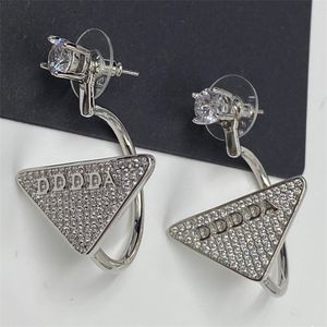 Boucles d'oreilles en argent pour femmes, élégantes et haut de gamme, embellissement de strass simples, plein de diamants, bijoux pour dames triangulaires significatifs