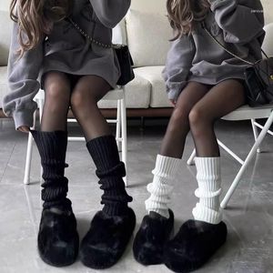 Calcetines de mujer 2023 Y2k, botas cálidas de punto para pierna, punto de ganchillo trenzado, calentadores de Lolita para invierno, puños largos