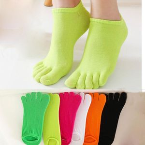 Calcetines de mujer 5 pares de colores brillantes cinco dedos tobillo para jóvenes de algodón puro desodorante Happy Boat calcetín del dedo del pie absorbente del sudor