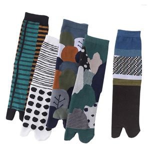 Chaussettes Tabi en coton pour femmes, 5 paires, pantoufles, pinces respirantes à deux orteils, Style japonais, absorbe la sueur, deux doigts et deux orteils